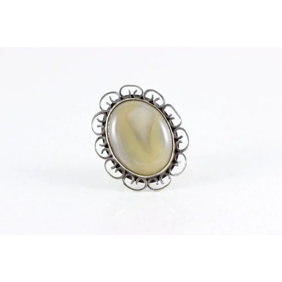Sterling Silver Agate Ring Size 6 3/4 Large ring - Picture 4 of 7